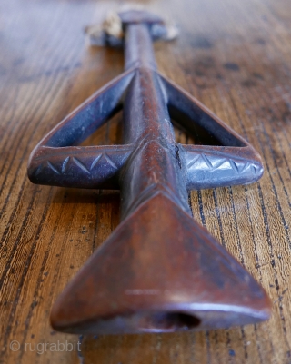 Antique wooden whistle;  Mossi tribe;  Burkina Faso,  W Africa;  19th c;  11 1/2"H   Minimalist beauty.           