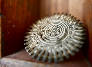 Antique Hindu Sacred Stamps,  used to imprint sacred symbols on the devotee's body..  Handmade of brass and used with such devotion and for such long periods that they've acquired that  ...