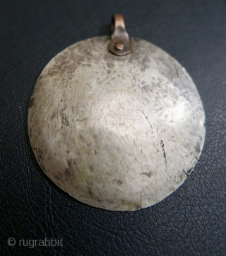 Antique Tibetan Shaman's 'Melong'(ritual mirror);  silver;  19th c. or older;  a shamanic device for 'seeing' into the future;  silver;  incredible presence;  could be used as an  ...