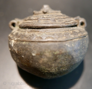 18th c Bronze Hindu 'Coin Cache':  In bygone days,  in rural India,  a man would conceal his wealth in one of these little  'caches',  burying it for  ...