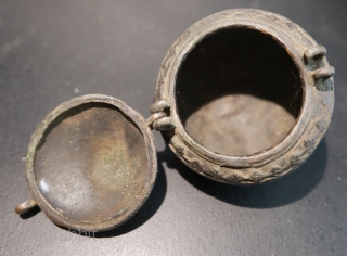 18th c Bronze Hindu 'Coin Cache':  In bygone days,  in rural India,  a man would conceal his wealth in one of these little  'caches',  burying it for  ...