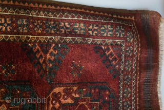 Very fine antique Turkmen Ersari;  58"x43"(4'10" x3'7"): handspun wool,  like velvet;  original selvage and kilim ends;  circa 1910-20.  Professionally cleaned.  (SOLD...Thank you)     