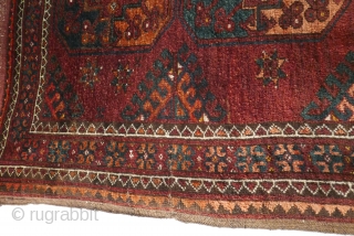 Very fine antique Turkmen Ersari;  58"x43"(4'10" x3'7"): handspun wool,  like velvet;  original selvage and kilim ends;  circa 1910-20.  Professionally cleaned.  (SOLD...Thank you)     