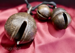 
Antique Cow and Goat Bells from Laos;  brass;  19th c.
Lovely brass bells with a wonderful patina and satin-like surface proving their age and much handling.  19th c.  Acquired  ...