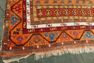 Strikingly beautiful Anatolian prayer rug,  circa 1900,  extremely floppy handle,  silken pile on much of the rug,  though mainly in the borders;  shades of copper,  rust,  ...