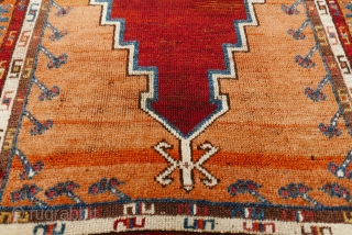 Strikingly beautiful Anatolian prayer rug,  circa 1900,  extremely floppy handle,  silken pile on much of the rug,  though mainly in the borders;  shades of copper,  rust,  ...