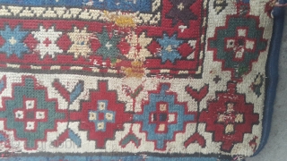 Antique rare 1880's caucasian kazak borchalou area rug, size 208×121cm.                       