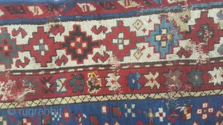 Antique rare 1880's caucasian kazak borchalou area rug, size 208×121cm.                       