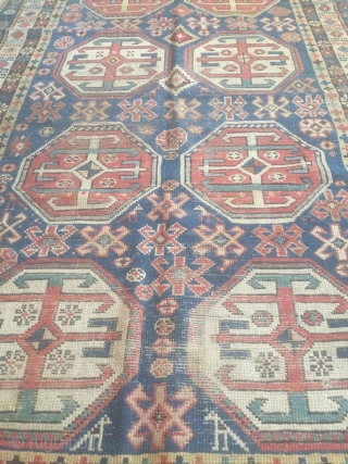 Antique caucasian Kazak Moghan tribal rug, circa 1900, size 190x113 cm                      