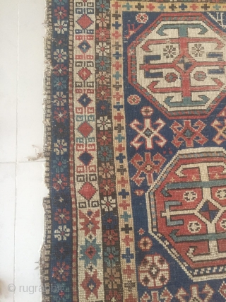 Antique caucasian Kazak Moghan tribal rug, circa 1900, size 190x113 cm                      