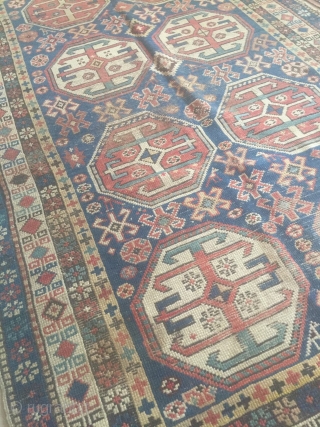 Antique caucasian Kazak Moghan tribal rug, circa 1900, size 190x113 cm                      