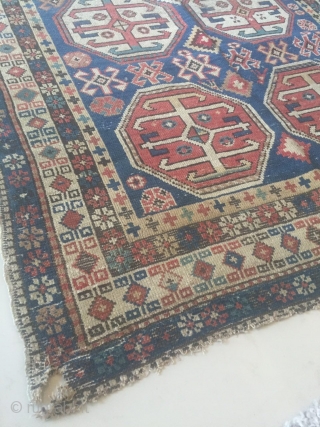 Antique caucasian Kazak Moghan tribal rug, circa 1900, size 190x113 cm                      