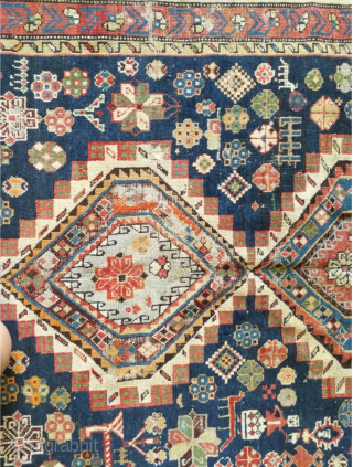 Antique caucasian shirvan rug, circa 1900, size 132×104 cm.                        