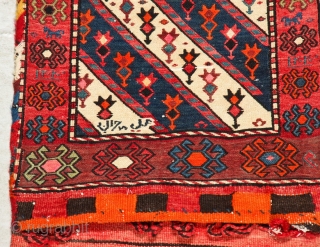 Soumac-complete-Khorjin-saddlebags-1913-signed-17" x 50"

These bags were originally purchased at a collector's estate auction some years ago. I have enjoyed them. They are dated 1913 after translation from the Arabic, and noted made by  ...