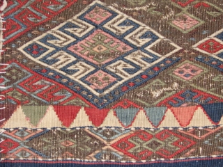 Wonderfull East Anatolian Kilim for people who loves colours..it is in two panels soined to eachother.original.great wool wonderfull,drawings with jijim(cecim) work.please feel free to contac me.thank you      