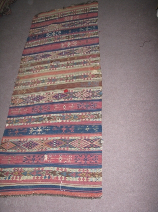 wonderful Anatolian Kilim.If you love colours and care for age here you are.some parts are embroideried with jijim(cecim),some parts are embroideried with soumac tecnique on a very finely woven kilim weave..please contact  ...