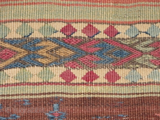 wonderful Anatolian Kilim.If you love colours and care for age here you are.some parts are embroideried with jijim(cecim),some parts are embroideried with soumac tecnique on a very finely woven kilim weave..please contact  ...