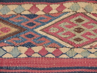 wonderful Anatolian Kilim.If you love colours and care for age here you are.some parts are embroideried with jijim(cecim),some parts are embroideried with soumac tecnique on a very finely woven kilim weave..please contact  ...