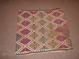 wonderful kilim chuval face.aleppo(reyhanli)?wool and the white part is cotton.it has some dirth.not washed.please feel free to contact me.thank you             