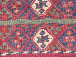 Wonderful Aleppo(Reyhanli)Kilim Runner.19th Cent.Good colours,beautifull drawings and good condition.A few minor damage nothing serious.Please feel free to contact me.Thank you             