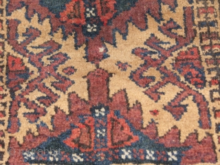 very nice beluch balisht .it has some silk parts on the border.the green and yellow are silk the rest is wool.the ground brown colour is possibly camel hair.wonderfull colours.nice kilim work in  ...