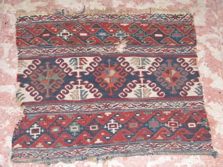 amazing soumak mafrash panel.wonderfull naturel colours.it is wool and the white is cotton.great blue and other colours.it has a hole and some damage on the border part that you can see on  ...
