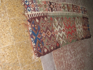 lovely anatolian kilim piece.wonderfull colours and wool.                          