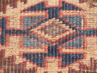 unusual antique rug fragment.it has fantastic colours.all naturel.but i dont know what this rug is.if anyone knows please tell me and teach me.i loved the colours and the figures.the piles are worn  ...