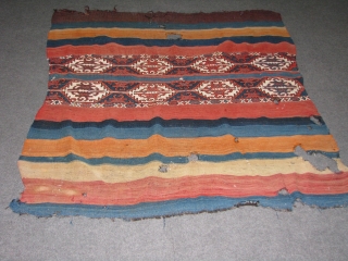 anatolian ala chuval.it has wonderfull colours.at the kilim parts it has several holes.but the soumack part is great.white colour is cotton.the work at the soumack part is high quality,colour combination is perfect  ...