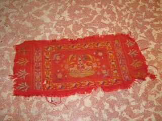 wonderfull art with Embrodry work over a kilim .cecim(jijim) or zili work.anatolian?europian?it is like a painting.they look like Hittite Lions between a tree of life.very rare and special.thank you    