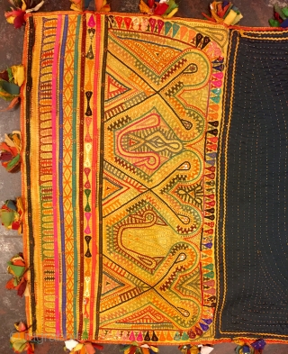 old kacchhi (takia) (ushango)pillow cover from kutch gujarat used by  kachhi rabari people from village near bhujodi done with very close and inricate  hand embroidery work.the size of the pillow  ...