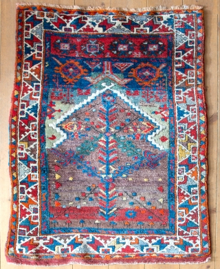 Konya Yürük rug, size 128 x 108
Heavy, long pile. Incredible mix of colors and nuances.
Prayer rug design.
                