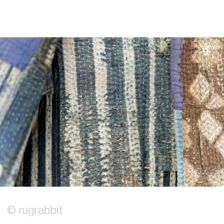 Sashiko Boro Noragi - Sodenashi with Dense Repairs

Extreme sashiko stitching over this vest.

Rustic antique cottons.

Years of use give this sodenashi a very soft feel. 

Suitable for display or wear. 

Early 1900's
Dimensions: 13"  ...