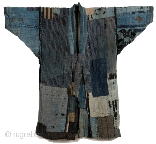 Hand sewn cotton boro﻿ 襤褸 noragi. 

Boro is a Japanese form of recycling coming from an economic necessity in which fabric is patched on the reverse side to preserve the usability.   ...