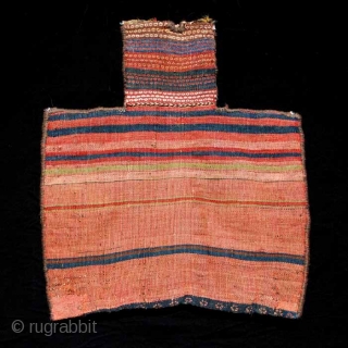 Kurd Salt Bag, S. Persia, 19th Century, 21"X22" or 53cm X 56cm. Wonderfully graphic and visually interesting salt bag. Soumac technique, very tight and durable. This is definitely a dowry item, as  ...