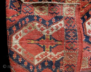 Here is an exceptional Ersari Beshir Torba, 19th Cent., 47"X15", natural dyes. Knots are ASopenR. Very liberal drawing. Full pile. Please contact me weith any questions.       