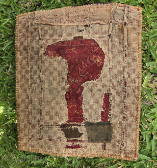 Central Asian. The bulk of opinion is that this is Chodor. Old! Backing is block-printing on handspun cotton cloth. 27x24 cm. Function?
Higher resolution e-mail images on request.
hfsadovsky at live dot com