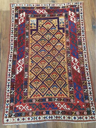 Unique Shirvan rug , Excellent piece, Orjinal and mint condition. Date bye the weaver 126 years old. the size 3x4'4 (92x132cm)            