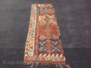 Turkish/ Konya Frangment kilim, Early 19th century . Size 2'9x9 ( 83x275 cm)                    