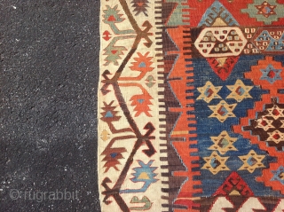 Turkish/ Konya Frangment kilim, Early 19th century . Size 2'9x9 ( 83x275 cm)                    