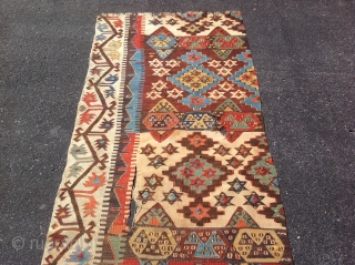 Turkish/ Konya Frangment kilim, Early 19th century . Size 2'9x9 ( 83x275 cm)                    