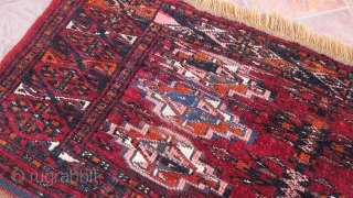 Antique Turkoman Saryk 12 gull long torba with lots of silk highlights. Excellent condition. Size is 40x155 cm. All natural dyes and soft wool. Typical borders but particularly interesting main and secondary  ...