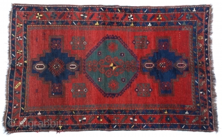 Antique Caucasian Kazak Rug 4'7" x 7'2"
A stunning early 1900s Caucasian Kazak pile rug with its incredibly strong saturated harmonious colors in strong bold geometric designs. Excellent      