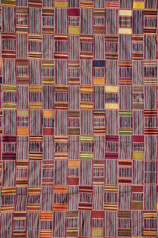 1930s Ewe Kente Cloth 8'2" x 5'2" , a stunning strip woven wrapper.
98" x 64"                  