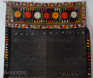 Uzbek horsehair face veil, (chachvan) horse hair, silk, cotton, beads, printed with loop construction.
late 19 - early 20c               