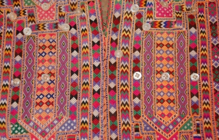 Baluchi Woman's Embroidered Dress Panel

A woman's pashk kurta, dress panel from Baluchistan, Pakistan.
Exquisite embroidery work, very fine geometric patterns, early 1900s.            