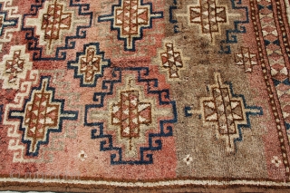Antique Uzbek Rug, Central Asia, early 1900s. Natural dyes woven goat wool with long pile (julkhyrs), wear in some areas but lovely for the age and rarity, not distracting. 9' x 6'  ...
