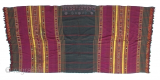 Old Wedding Shawl From Waziristan, Pakistan
An early 20th century wedding shawl from Waziristan of woven cotton with intricate silk embroidery.
very good condition with some staining, has not been professionally cleaned.
96" x 45" 