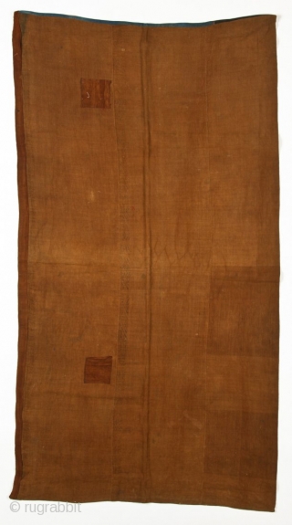 A woven indigo bed cover (Xam Nuea ceremonial blanket), natural dyed cotton, supplementary weave, c. 1900.

33'' x 63'' (84 x 160 cm)           