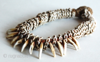 Papua New Guinea Dog Tooth Neckpiece, purchased in 1980 from James Willis Gallery SF during the Malcolm Kirk "Man As Art" photography Exhibit/Show.
17"L          